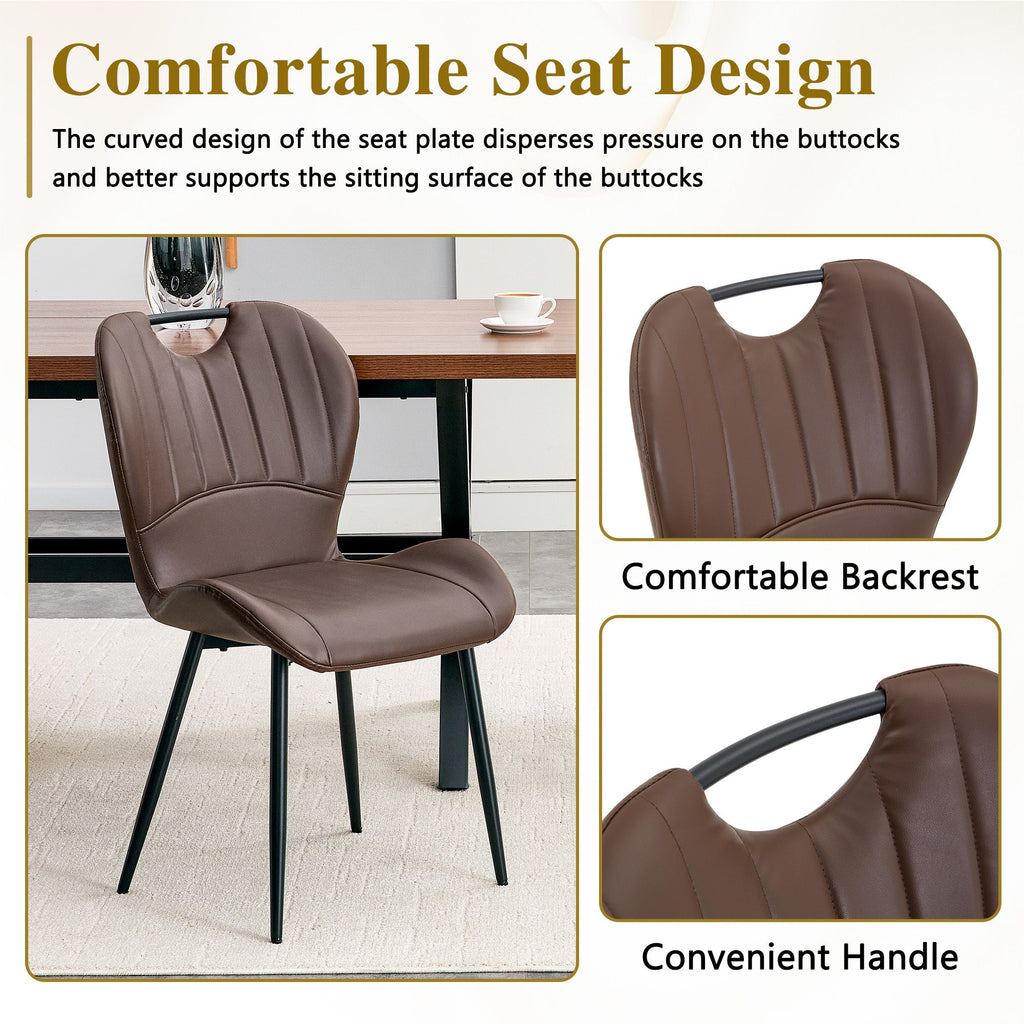 Set of 4 Fabric Dining Chairs Black Metal Frame Wide Cushioned Comfortable
