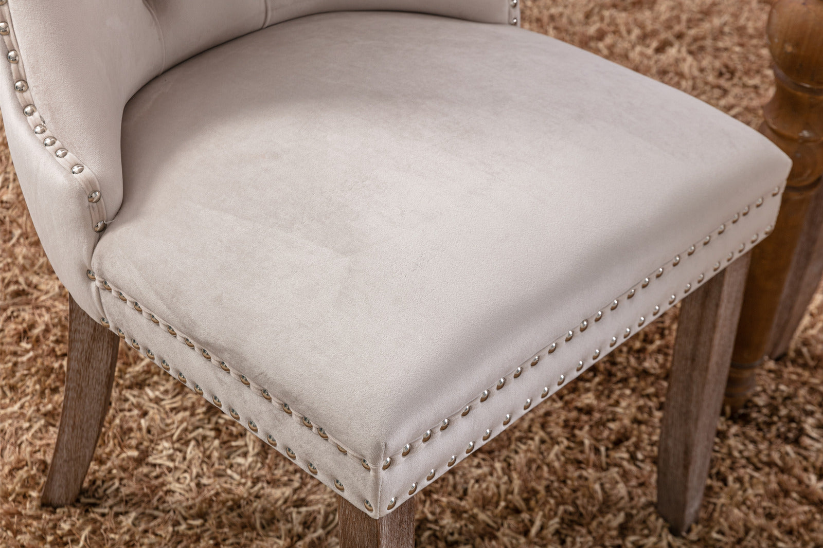 Modern High-end Tufted Solid Wood Velvet Dining Chair(Set of 2)