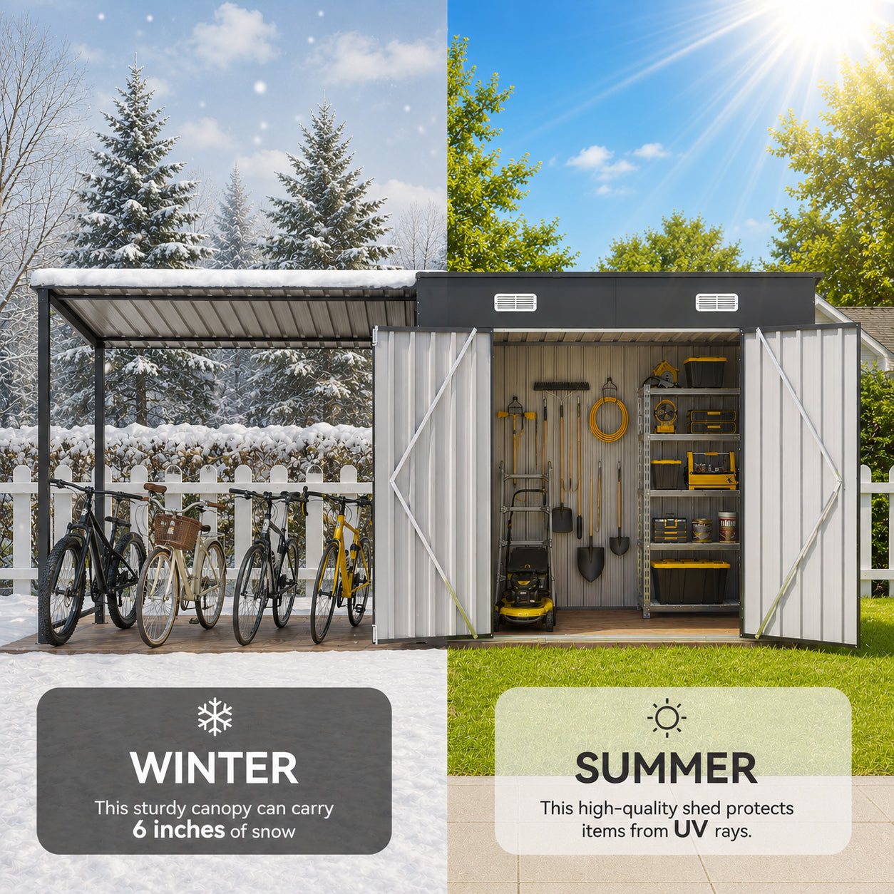 12x4 Ft Metal Lean To Shed With Pergola 2 In 1 Storage Shed Gazebo Combo