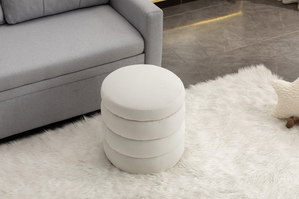 Boucle/Velvet Round Ottoman Footrest Stool