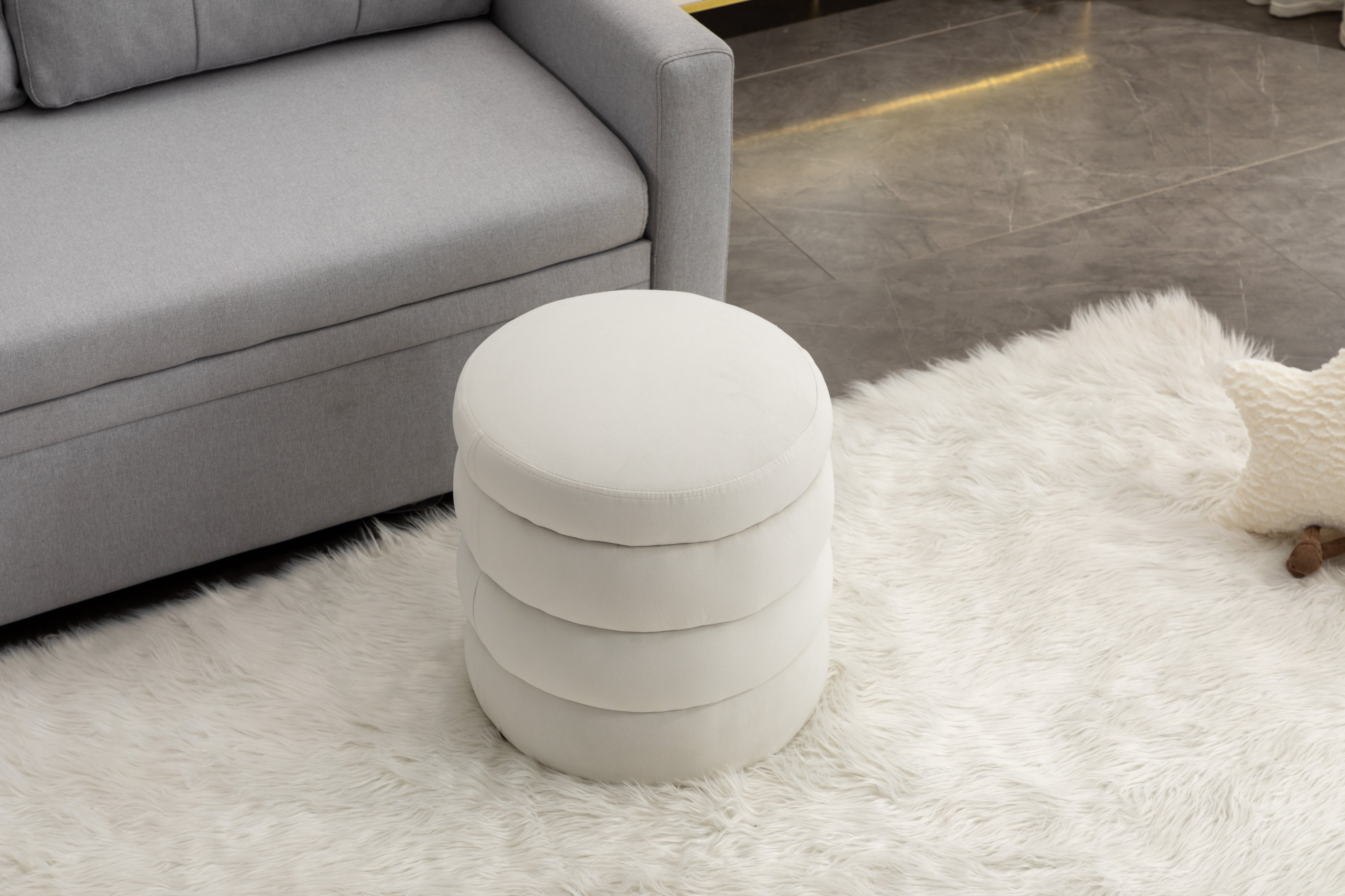 Boucle/Velvet Round Ottoman Footrest Stool