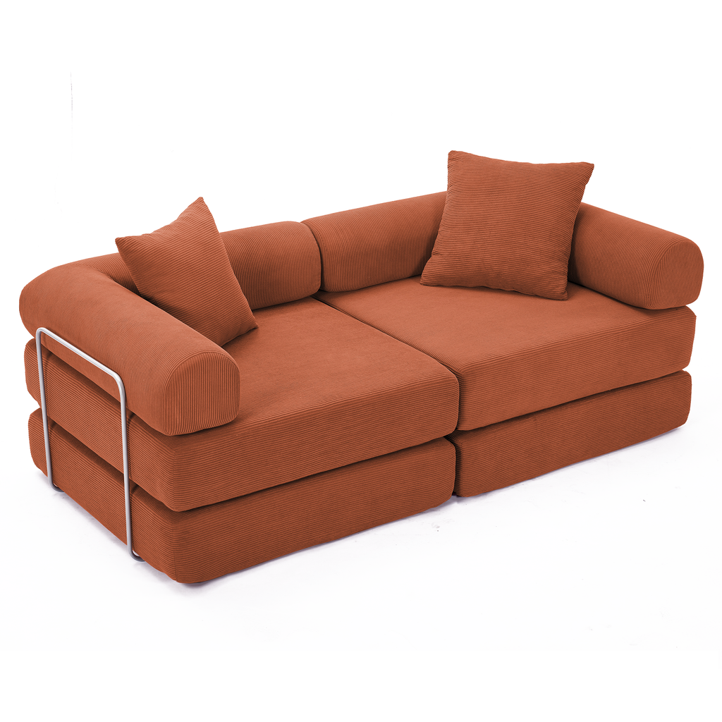 2 Seat Convertible Couch Folding Mattress Couch Sofa Bed