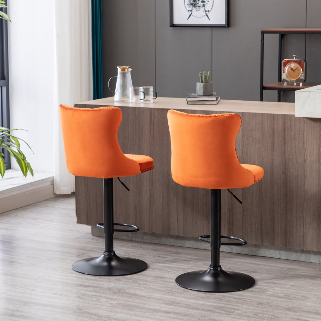 Modern Swivel Velvet Barstools Adjusatble Seat (Set of 2)
