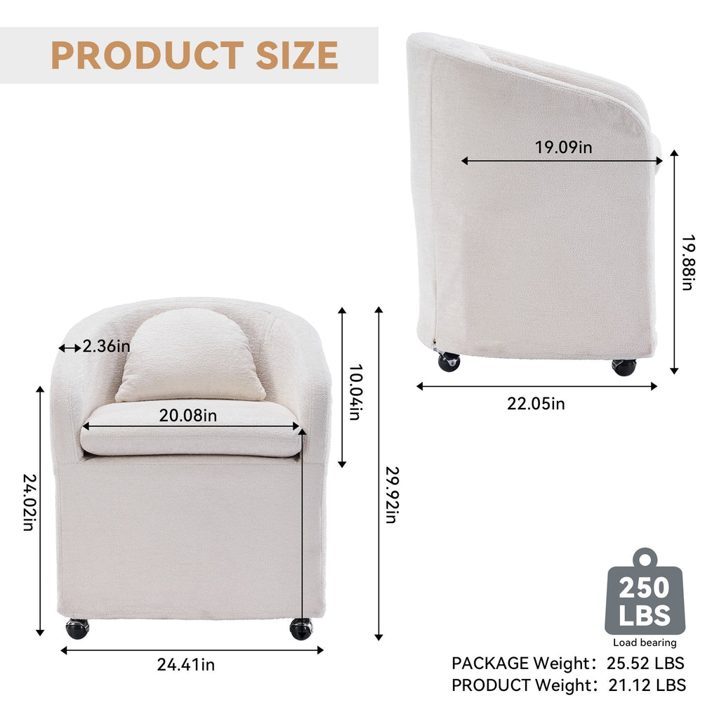 Modern Chenille Fabric Dining Armchair with Back Cushion