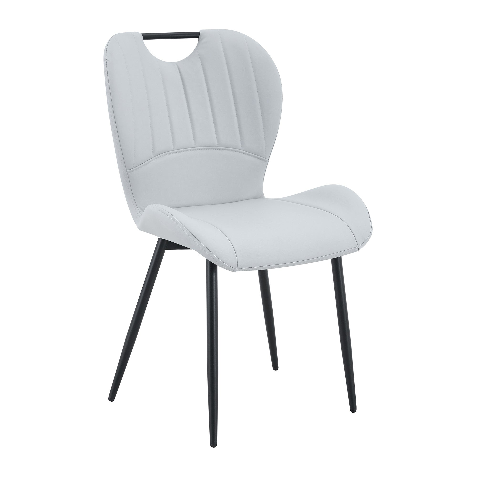 Set of 4 Fabric Dining Chairs Black Metal Frame Wide Cushioned Comfortable