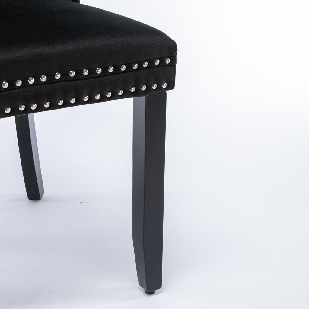 Modern High-end Tufted Solid Wood Velvet Dining Chair(Set of 2)