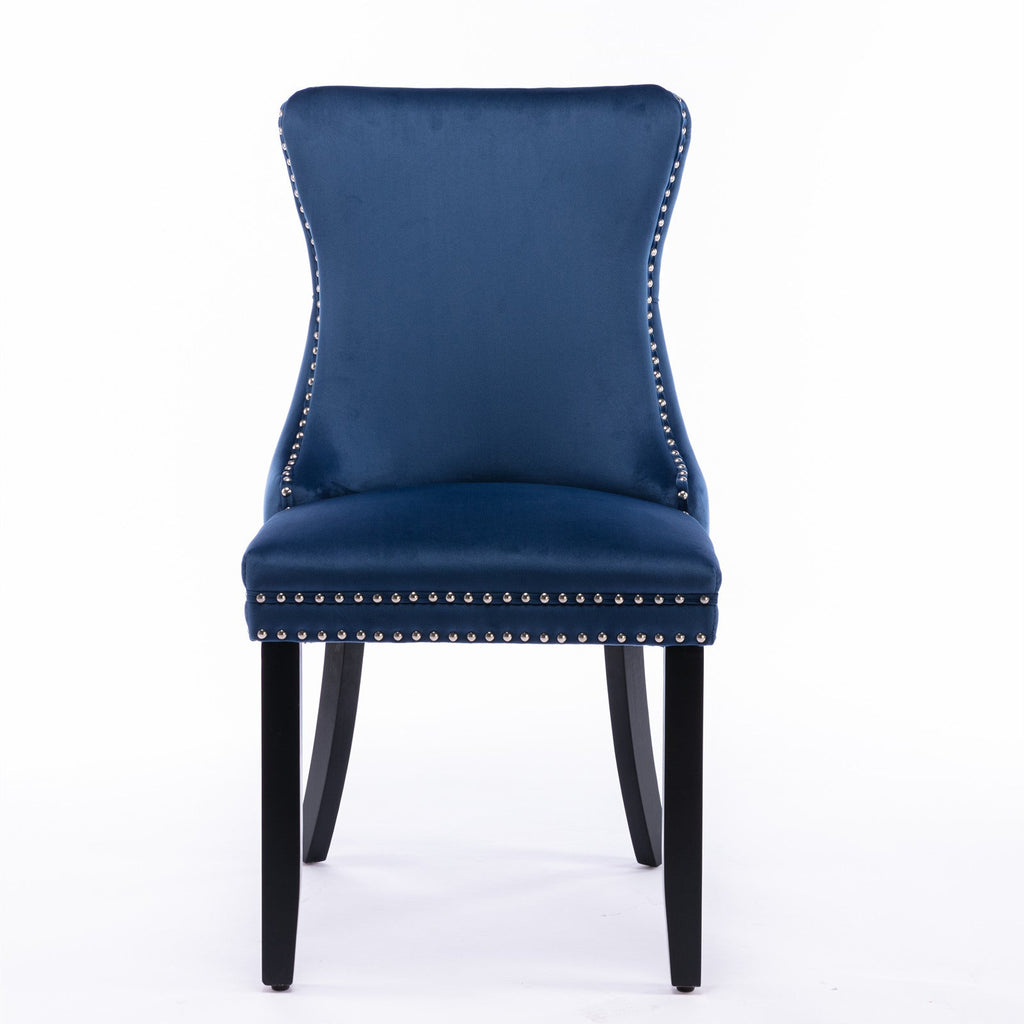 Modern Velvet Upholstered Wing-Back Dining Chairs (Set of 2)