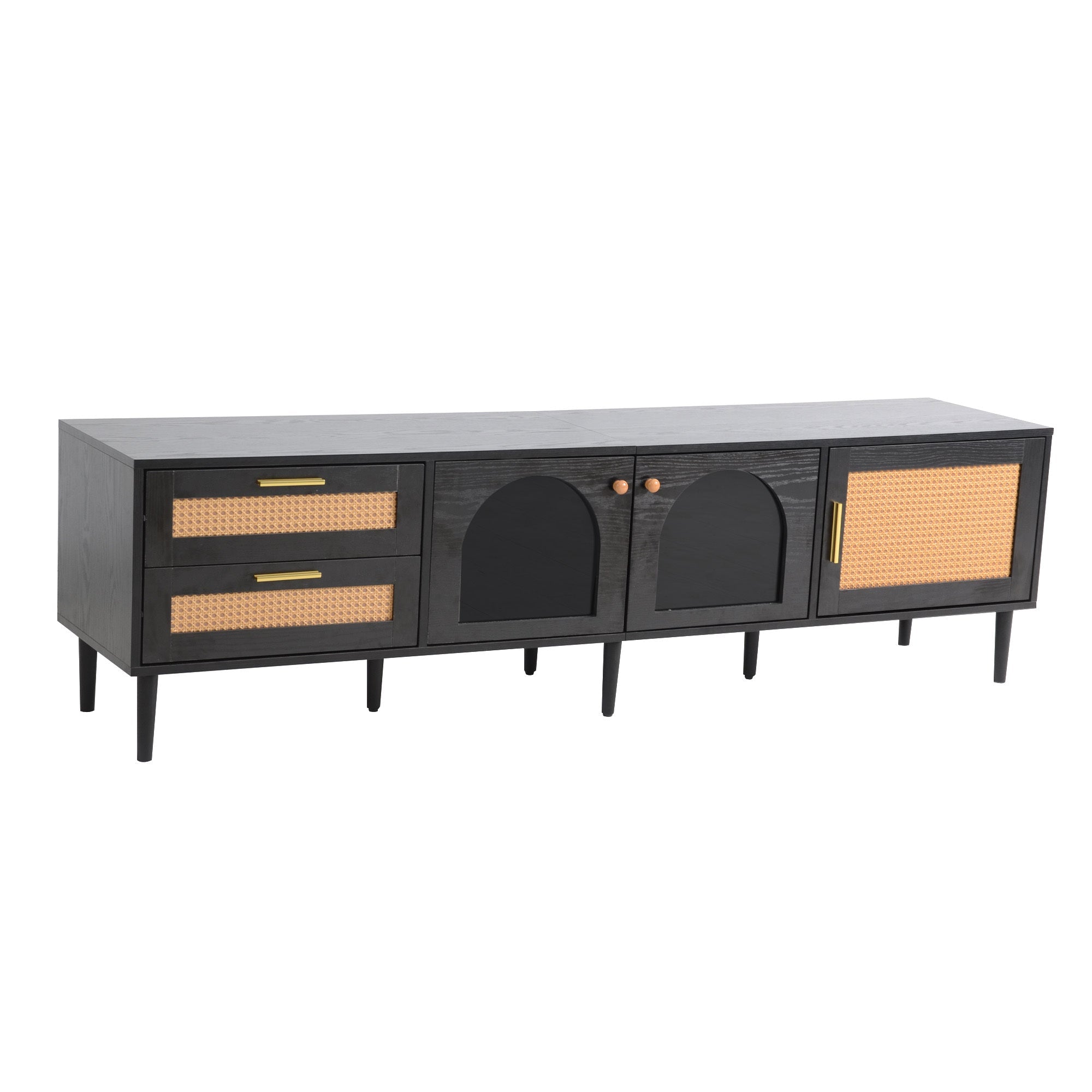 70" Rattan LED Light Entertainment TV Stand
