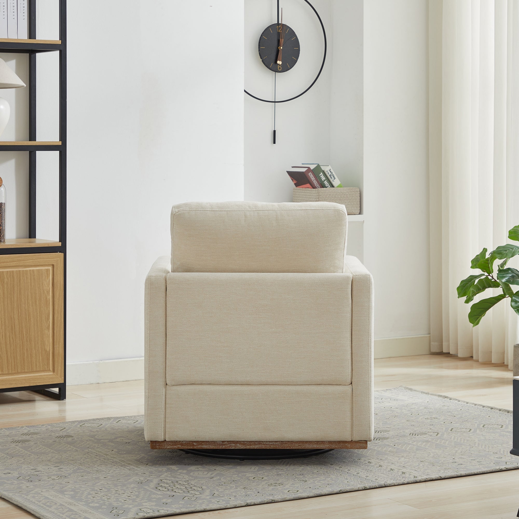 Modern Square Chenille Upholstered Swivel Accent Chair