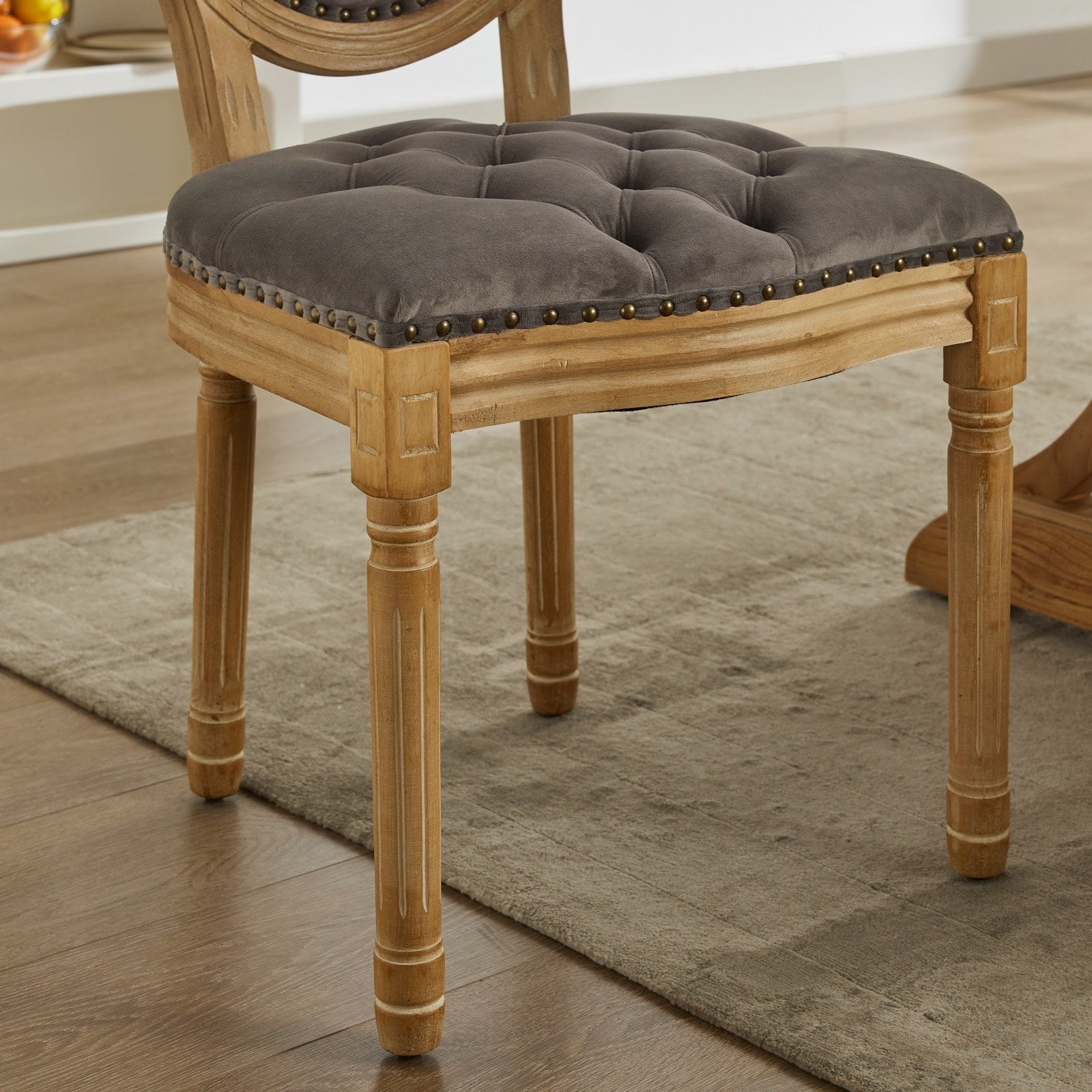 French Style Antique Painting PU Dining Chairs (Set of 2)