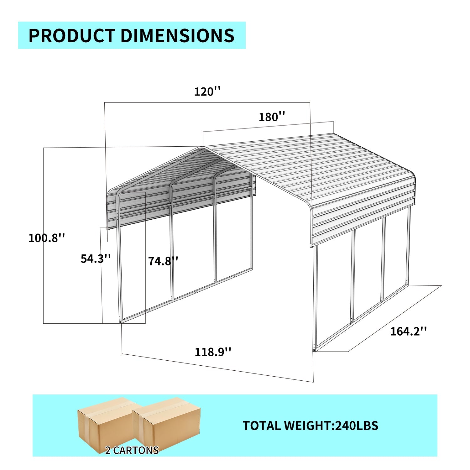 10x15 FT Metal Carport Heavy Duty Galvanized Steel Roof Outdoor Car Garage