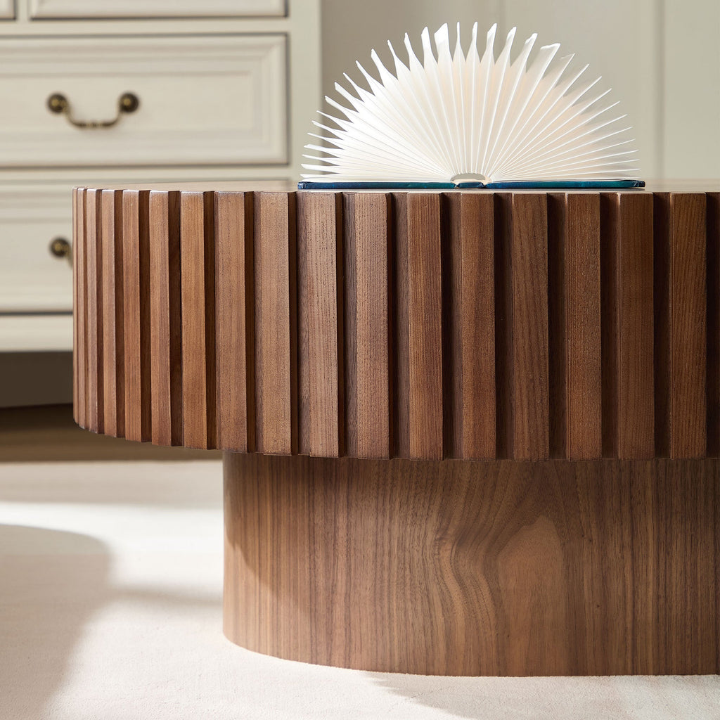 43.70 Inch Modern Handcraft Drum and Oval Coffee Table