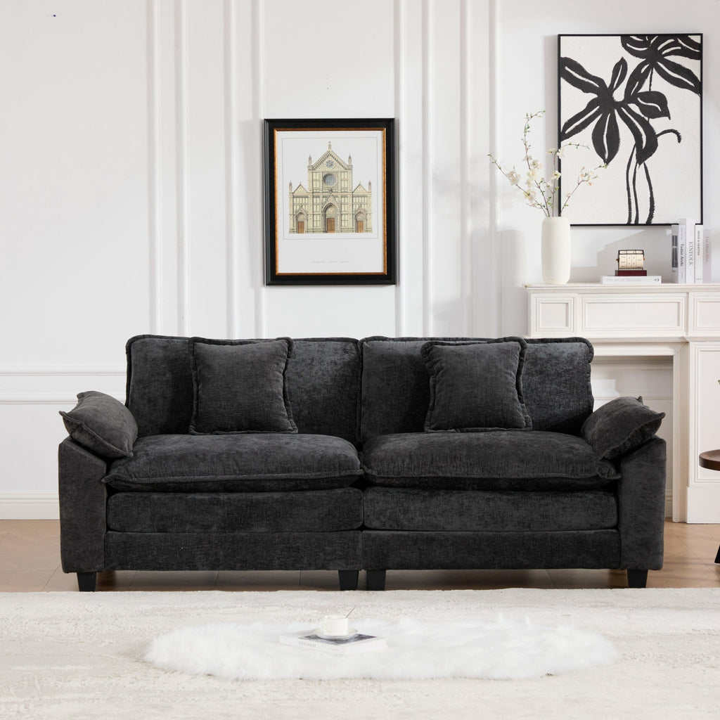 Modern Comfy Upholstered Seat Cushion Sectional Couch (Ottoman is Not Included)