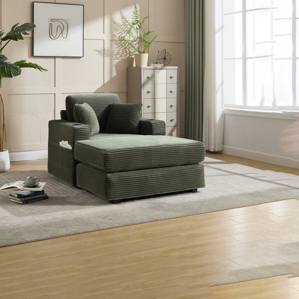 Corduroy Upholstered Chaise Lounge Sofa
