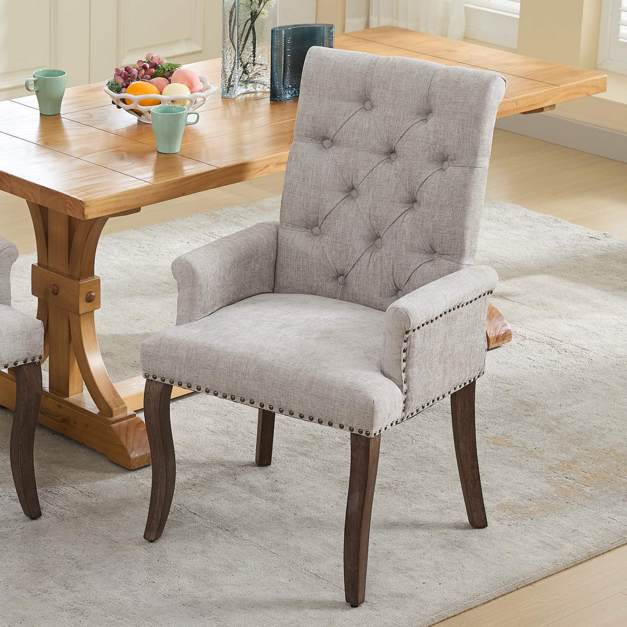 Elegant Upholstered Chenille Fabric Accent Dining Chair