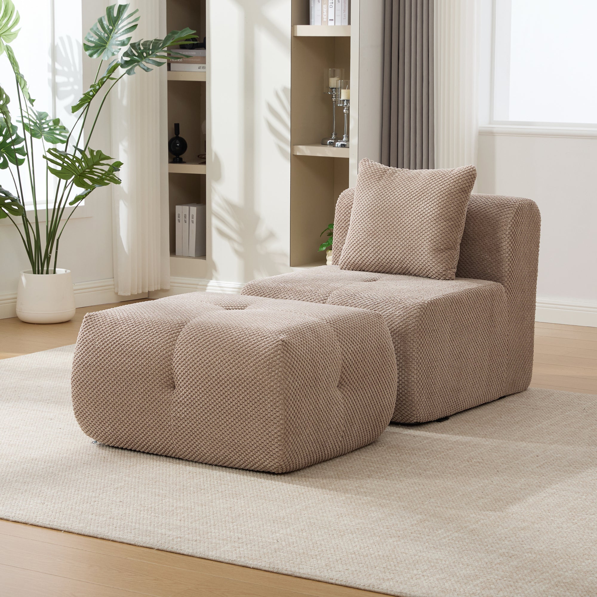 Oversized Boneless Convertible Cloud Couch with Movable Ottoman