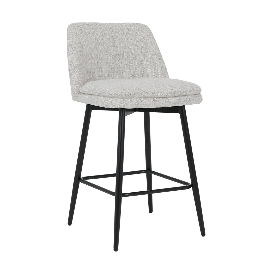 Linen/PU 360° Swivel Barstools (Set of 2)