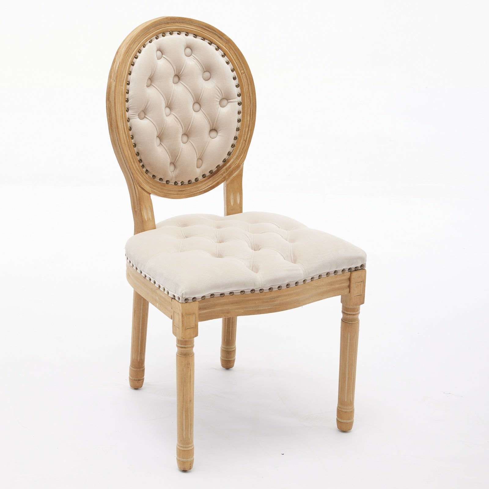 French Style Solid Wood Frame Velvet Dining Chairs (Set of 2)