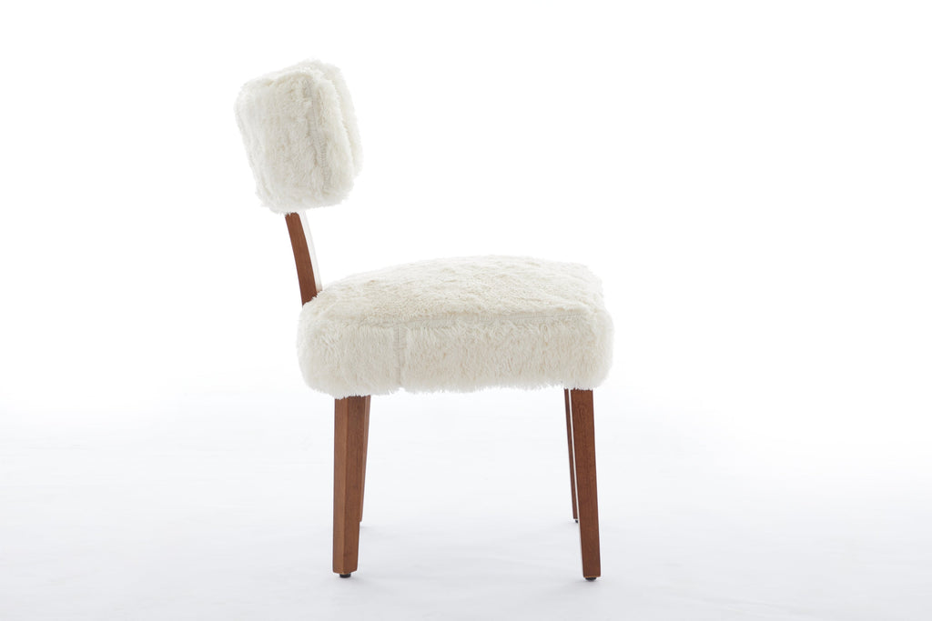 2Pcs  Modern Armless Dining Chairs With Curved Wingback and Solid Wooden Legs