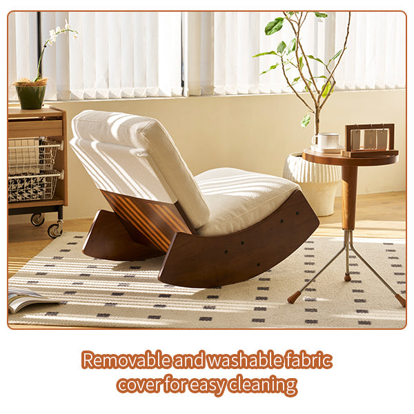 Corduroy Glider Rocking Chair with Solid Wood Frame