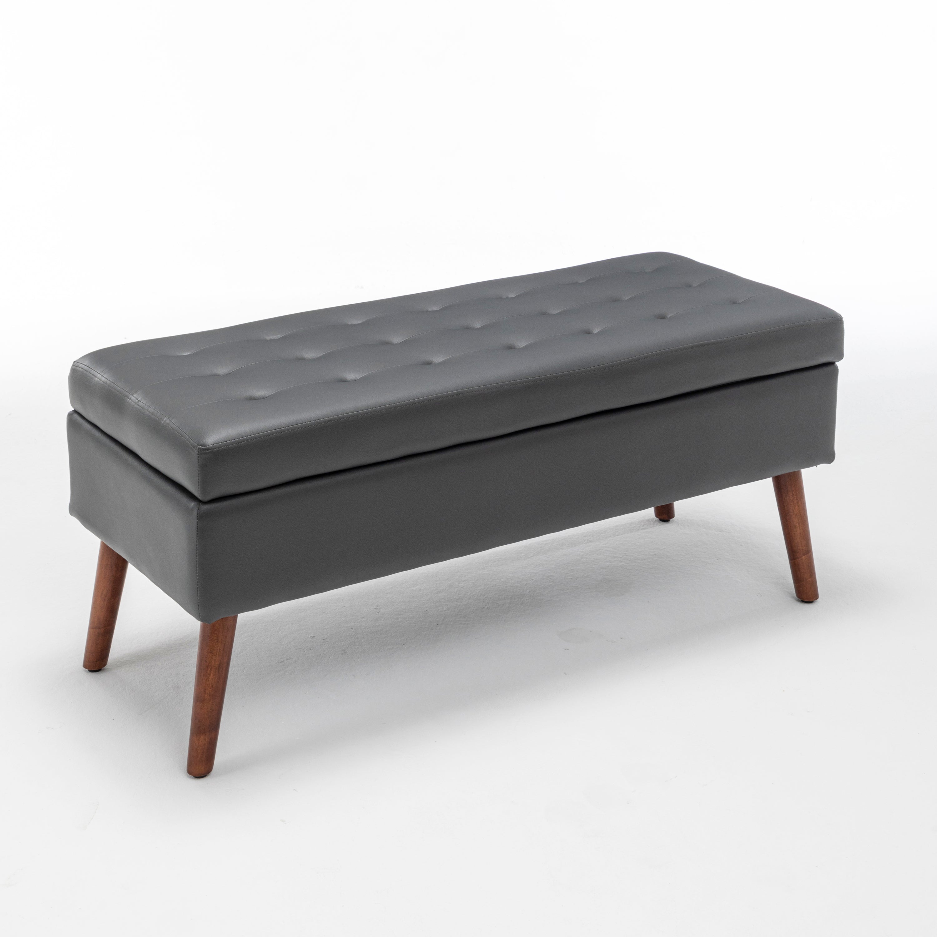Brown PU Leather Storage Bench