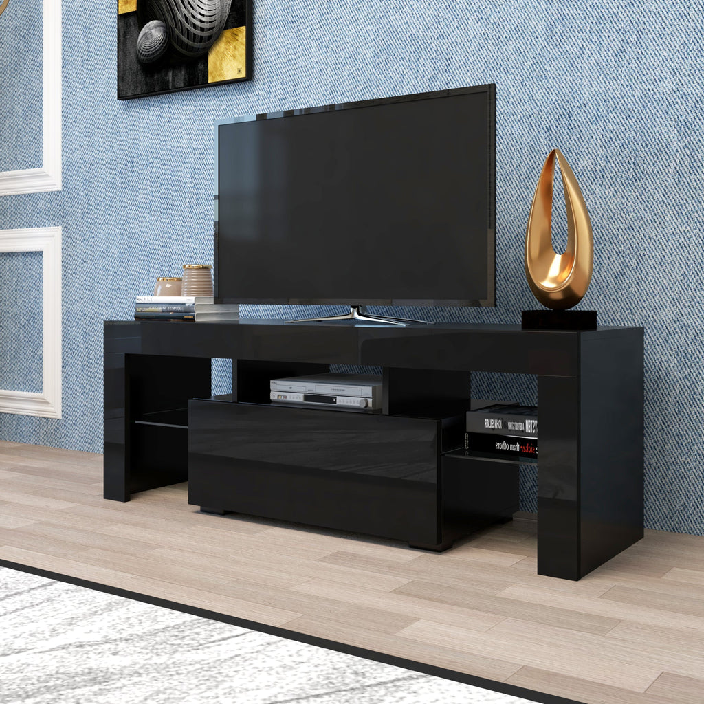 51" Black TV Stand with LED RGB Lights