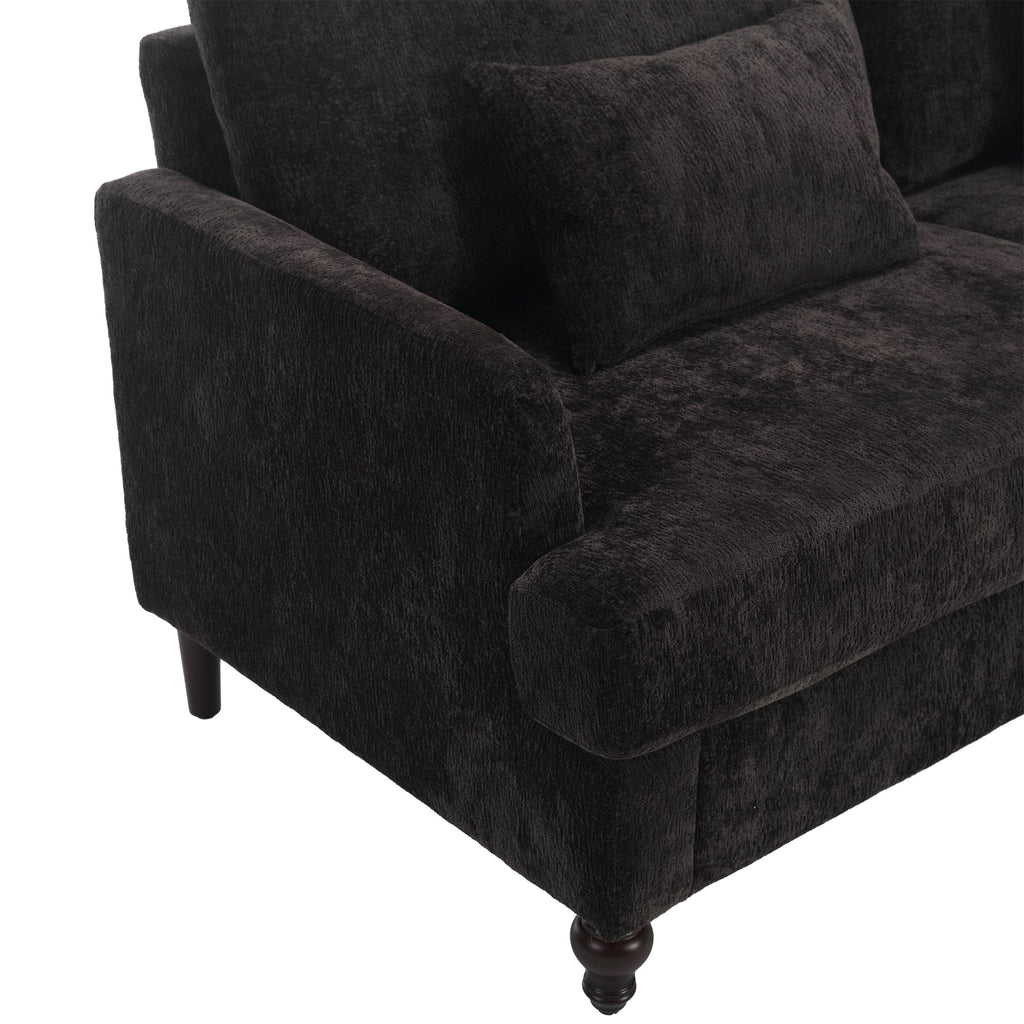 Mid Century Modern Chenille Fabric Loveseat Sofa