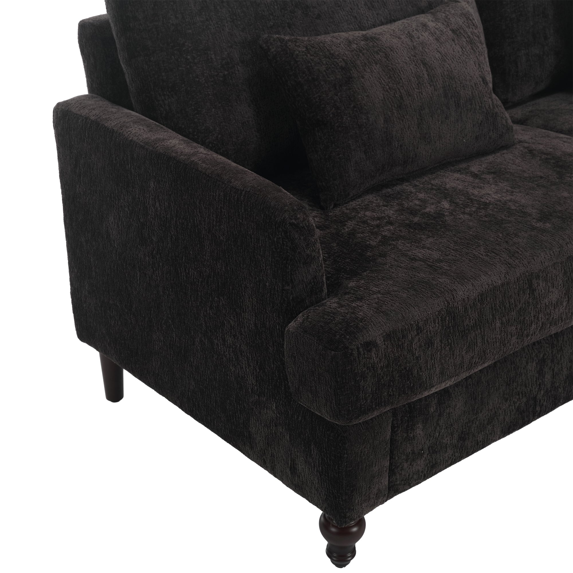Mid Century Modern Chenille Fabric Loveseat Sofa
