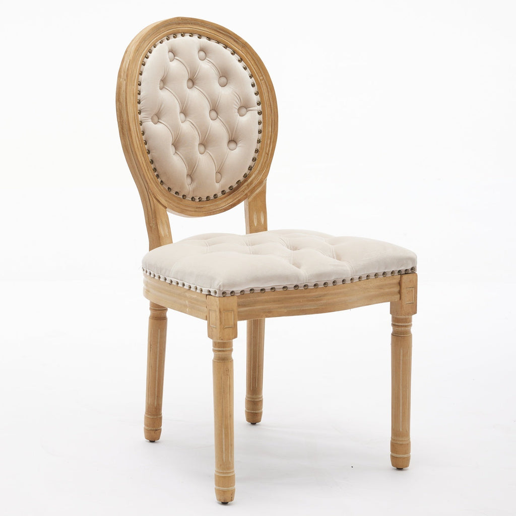 French Style Solid Wood Frame Velvet Dining Chairs (Set of 2)