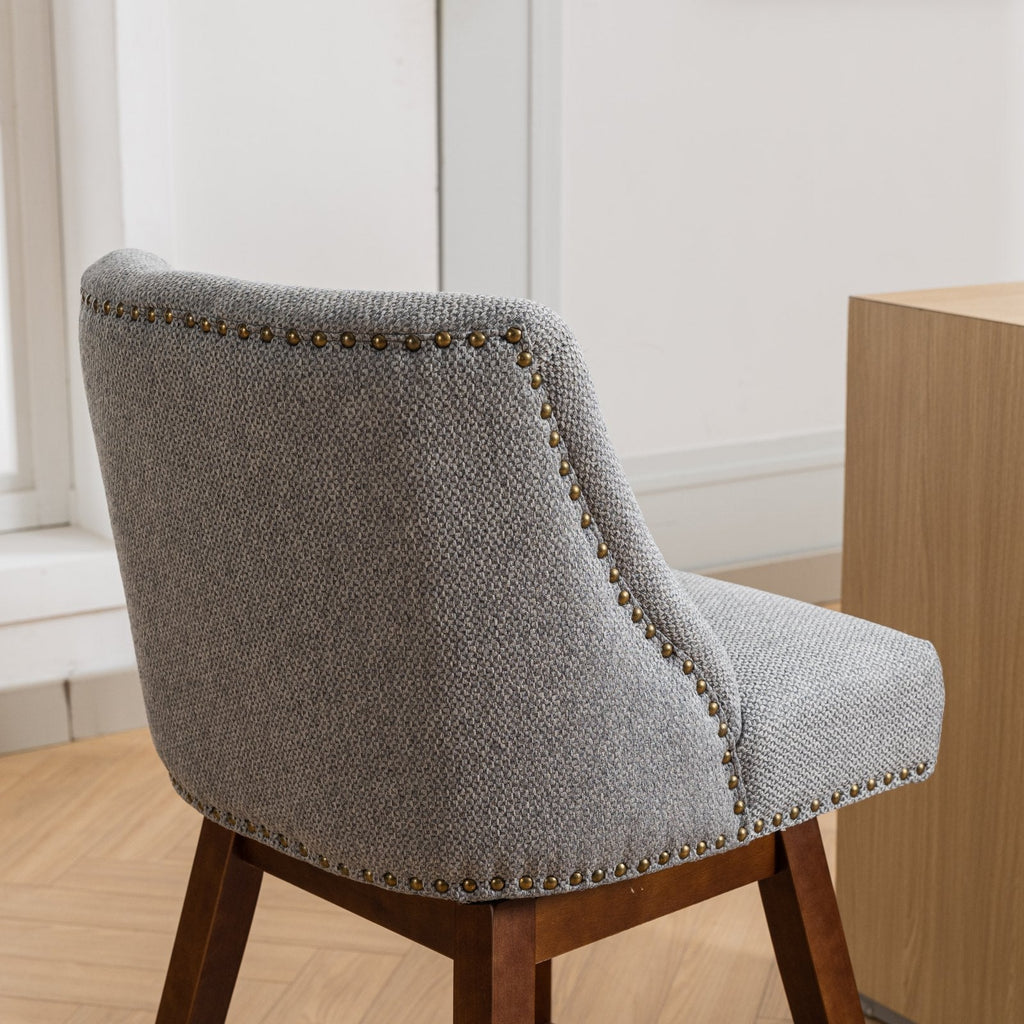 Upholstered Swivel Counter Height Bar Stools with Nailhead Trim (Set of 2)