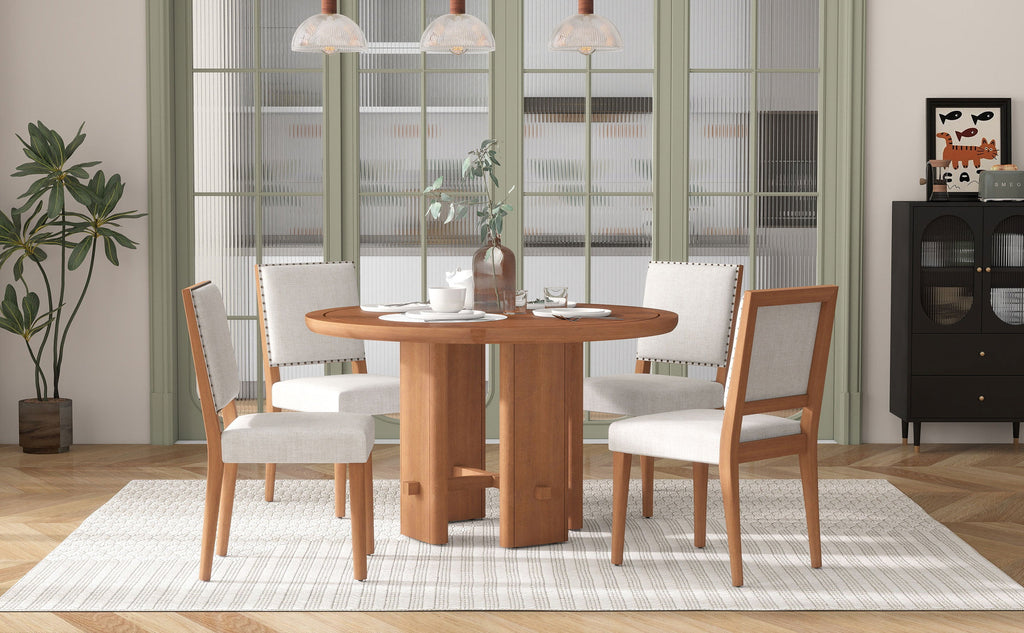 Minimalist Farmhouse Round Dining Table Set