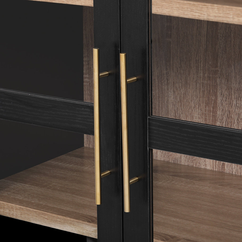 71” Tall Arched Modern Farmhouse Kitchen Pantry Cabinet with 2 Large Drawers