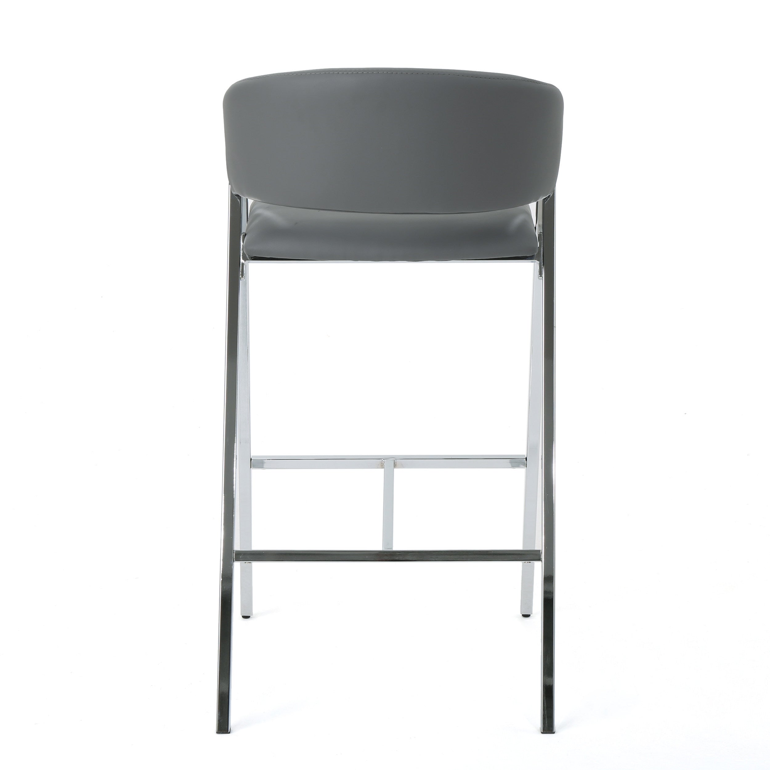 Modern PU Bar Stools with Low Back and Arms (Set of 2)