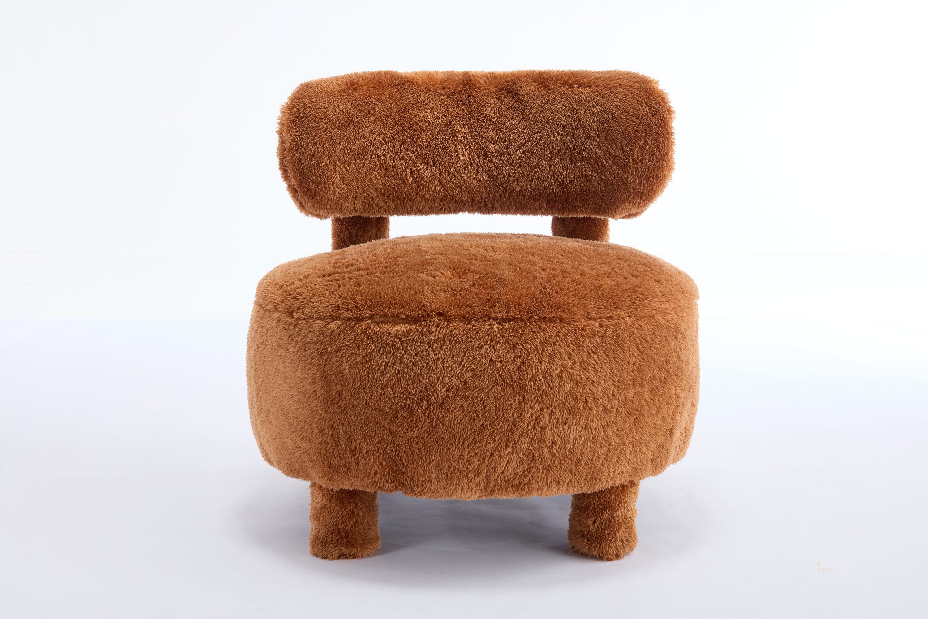 Fur/Teddy Fabric Armless Accent Chair with Curved Backrest