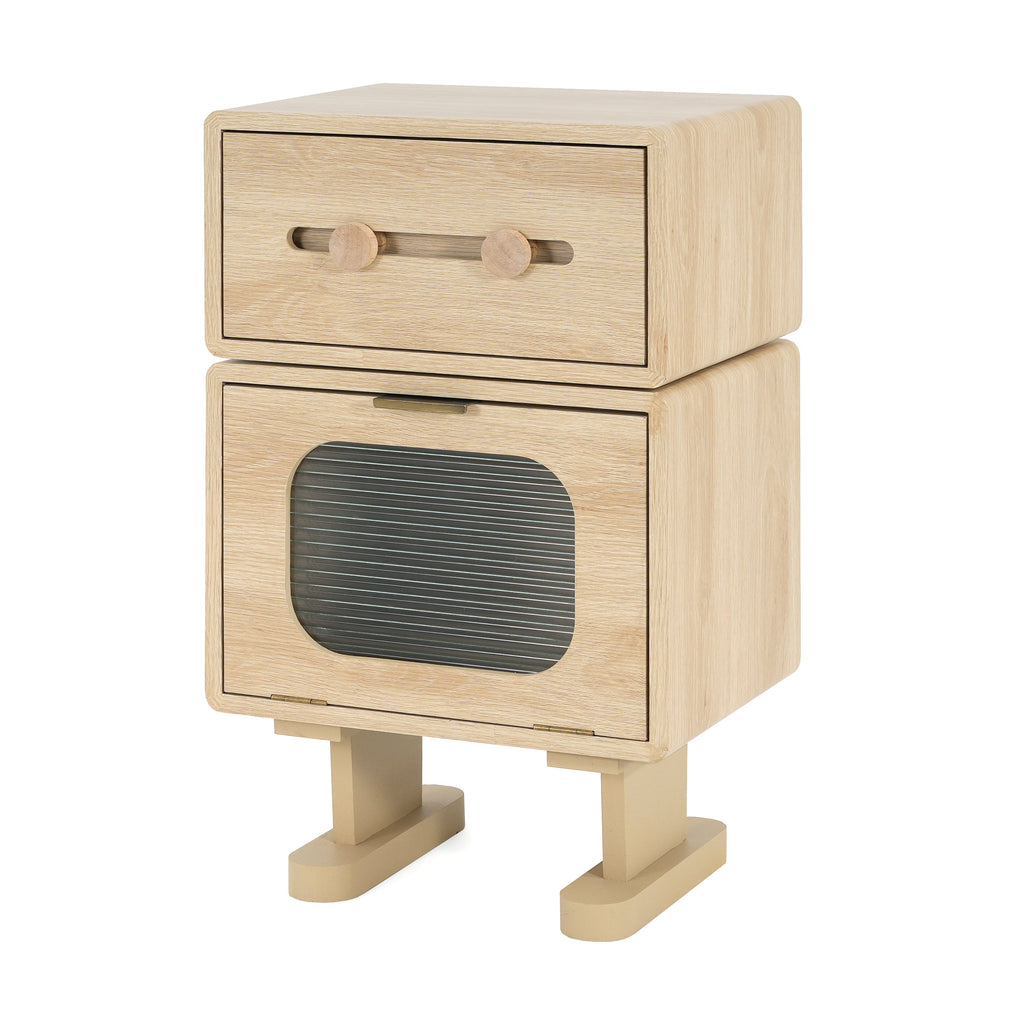 Rotating Robot Side Table with Storage