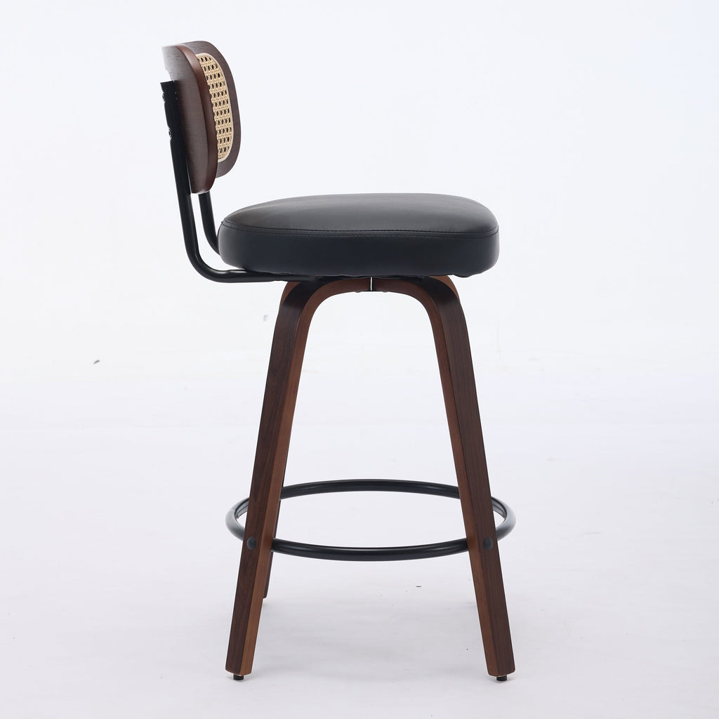 26 Inch Rattan Counter Height Stools with Cane Back (Set of 3)