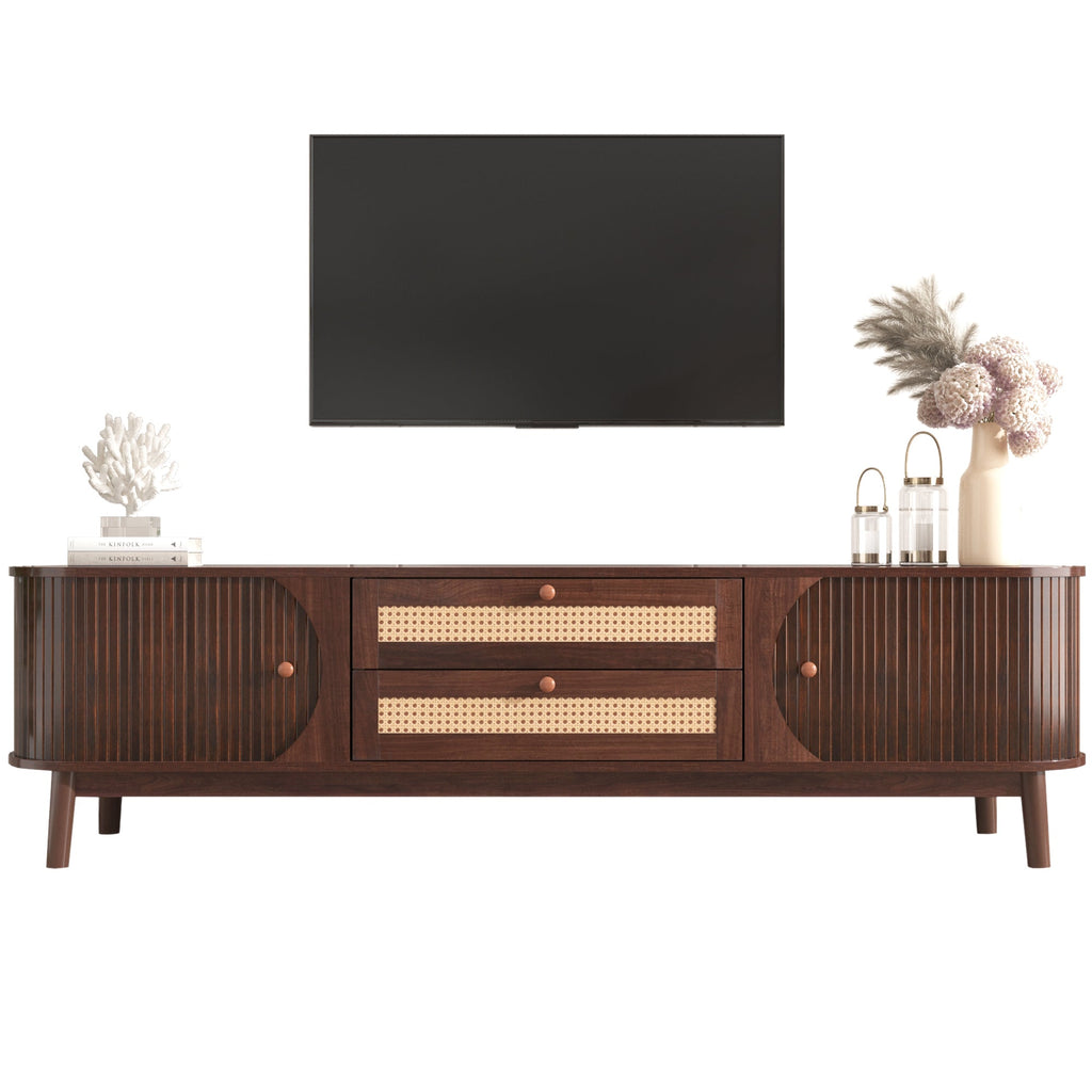 Modern Farmhouse Rattan TV Stand  Up to 75''