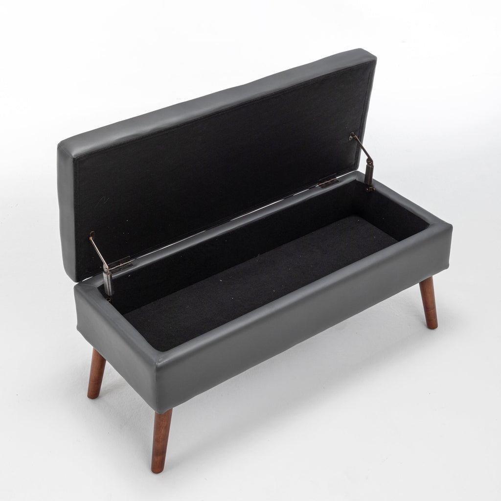 Brown PU Leather Storage Bench