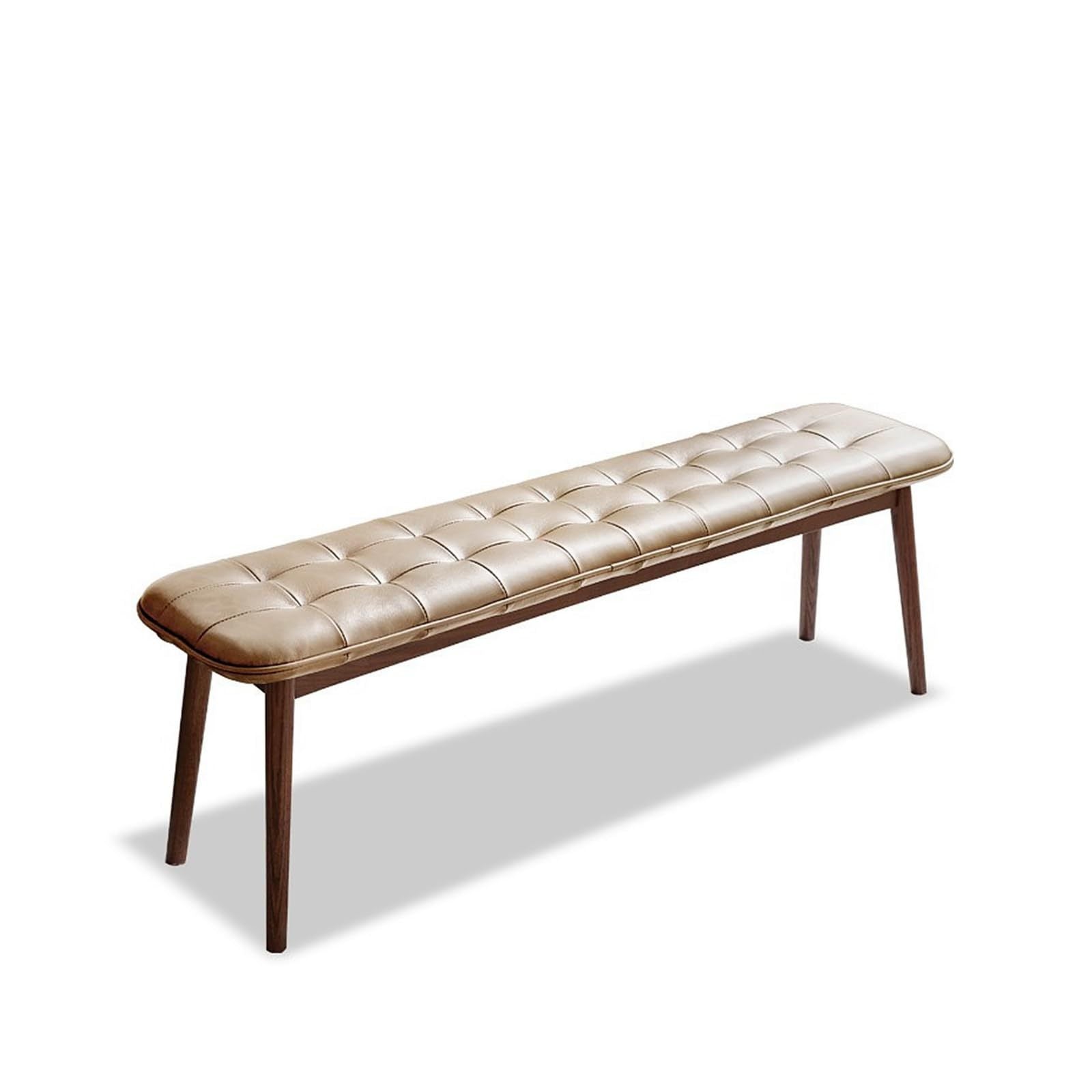 Natural Oak Dining Bench Table Bench with Leather Cushion