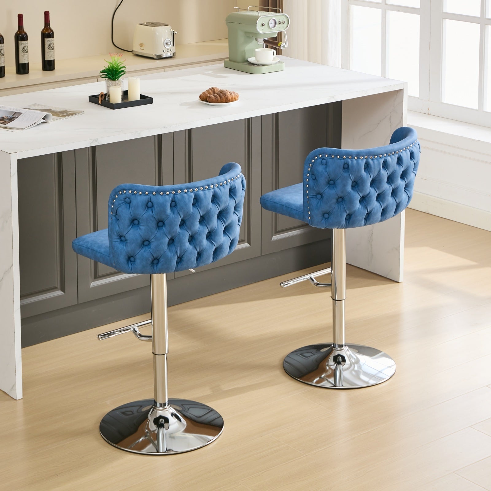Modern PU Upholstered Bar Stools (Set of 2)
