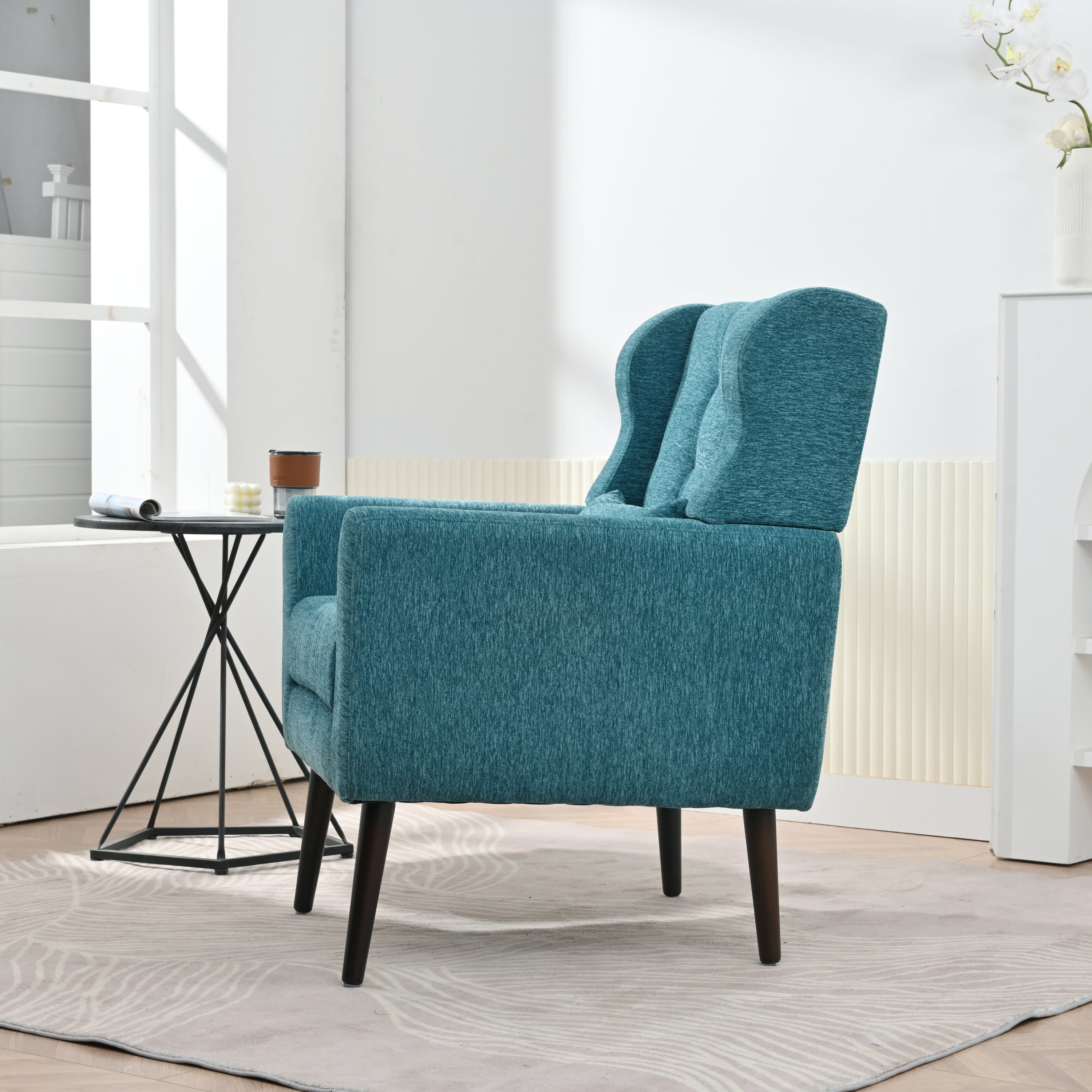 Mid-Century Chenille Accent Chair – Comfy Reading Chair with Lounge Style