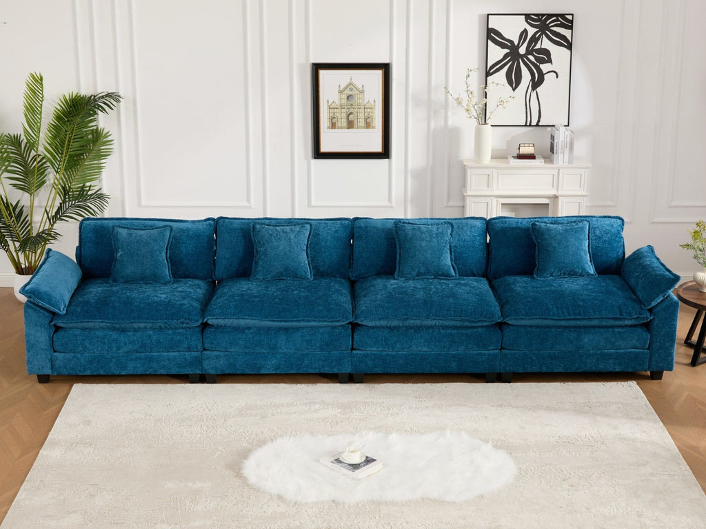 Modern Comfy Upholstered Seat Cushion Sectional Couch (Ottoman is Not Included)