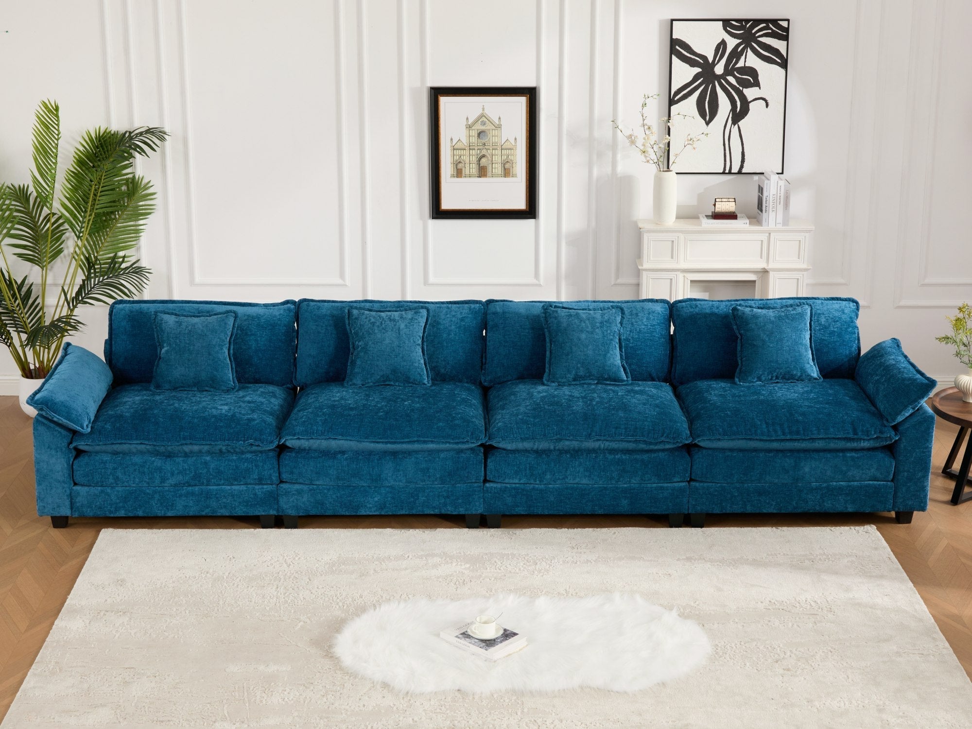 Modern Comfy Upholstered Seat Cushion Sectional Couch (Ottoman is Not Included)