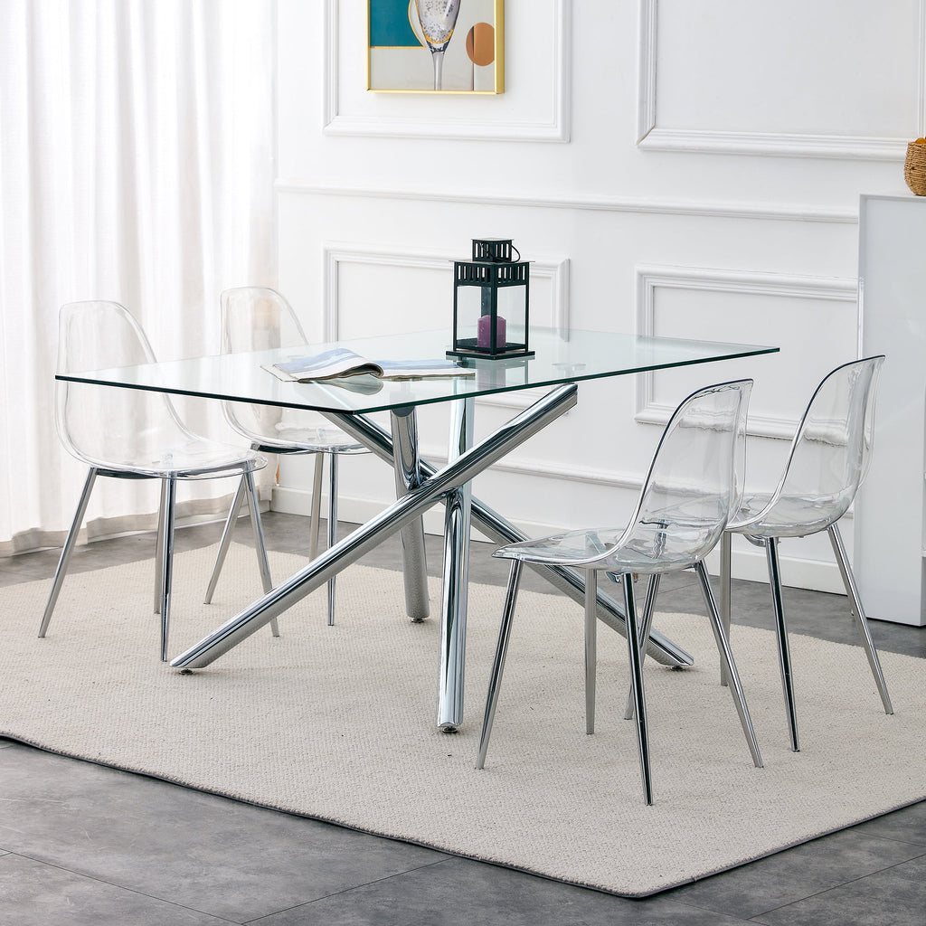 Modern Minimalist Transparent Metal Dining Chairs