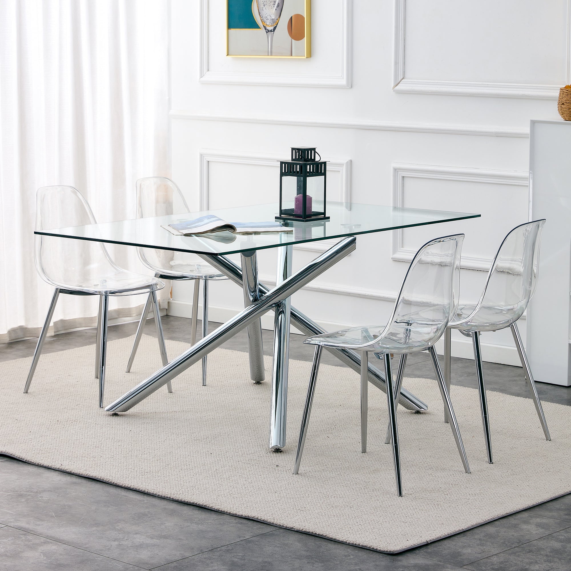Modern Minimalist Transparent Metal Dining Chairs
