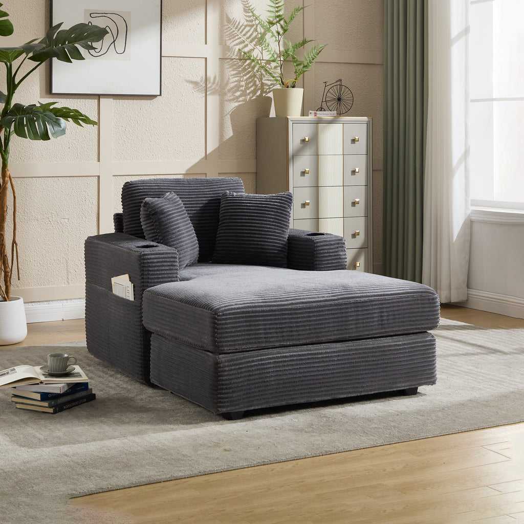 Corduroy Upholstered Chaise Lounge Sofa