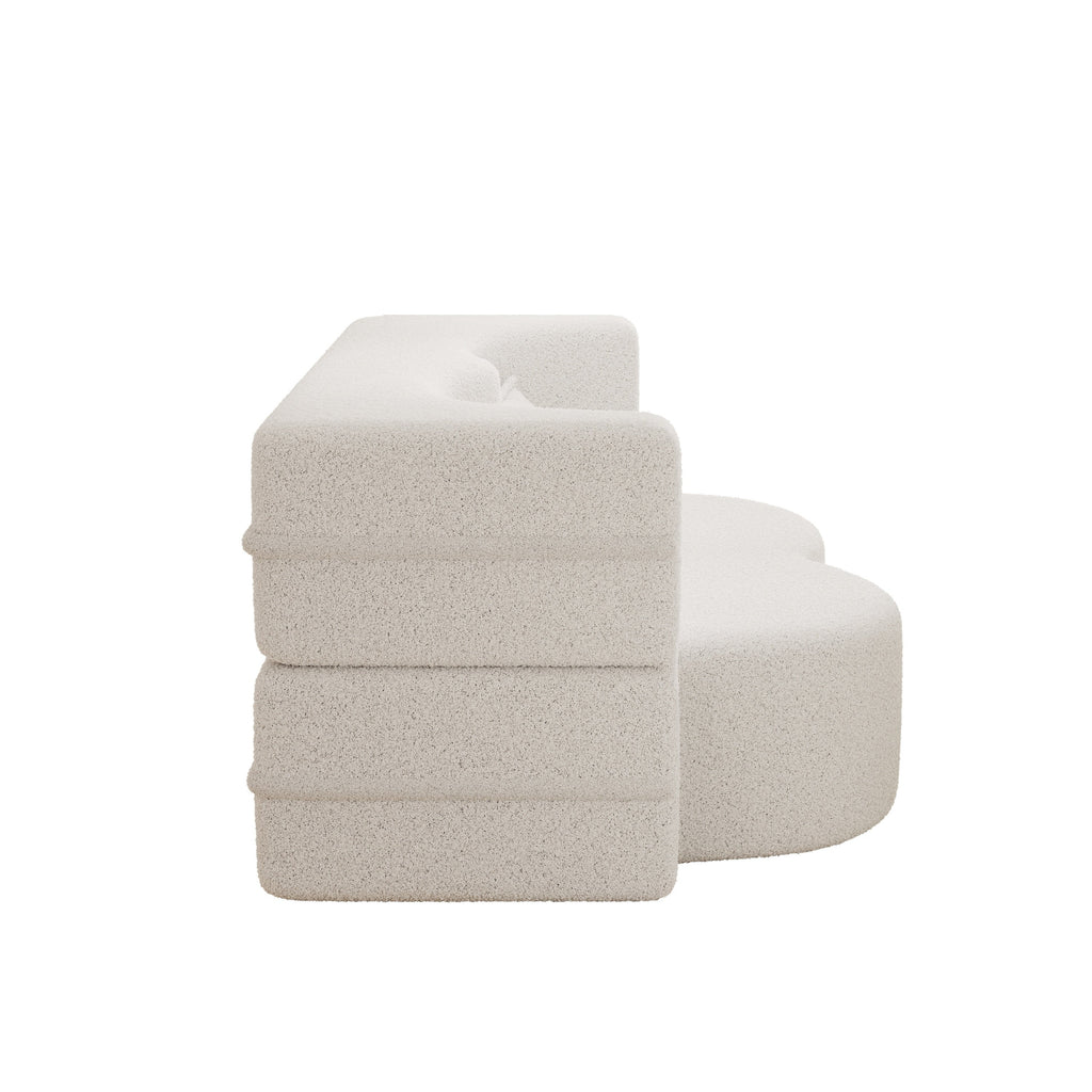 Modern Convertible Teddy Fabric Sofa with 2 Pillows