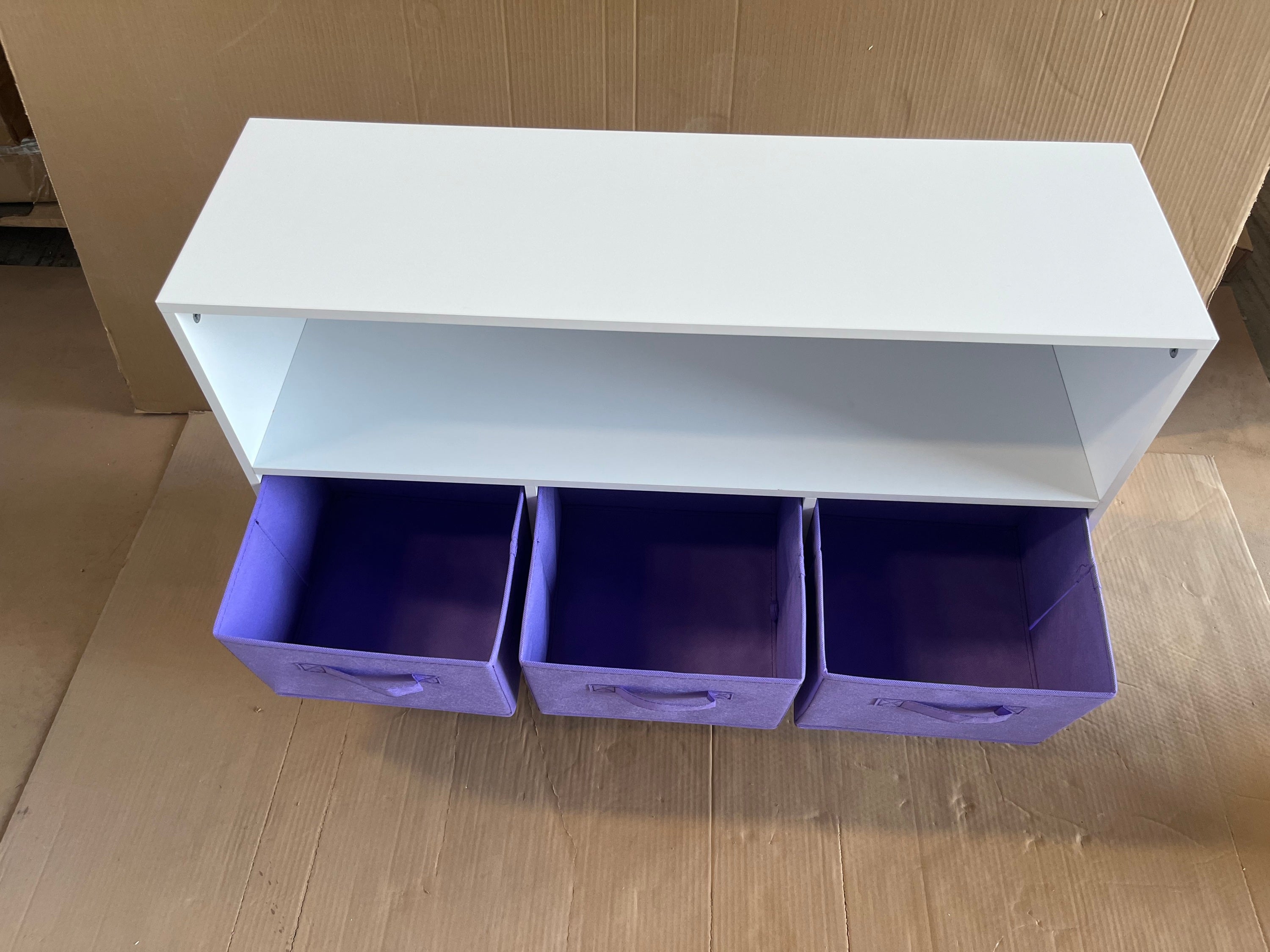 Children's Book Display Kids Bookcase with 3 Fabric Bins