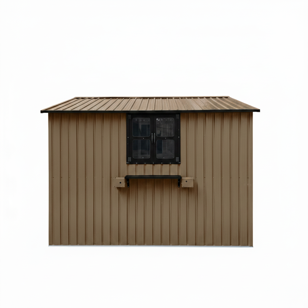 10x8 Ft Metal Storage Shed Lockable Double Doors Window Waterproof Shed