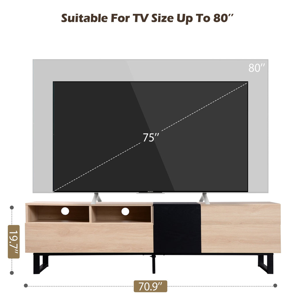 Modern TV Stand for 80'' TV with Double Storage Space